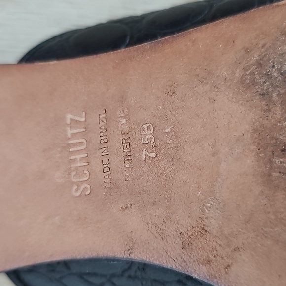 Schutz Tracy Crocodile Embossed Leather flat Mule - Picture 6 of 6